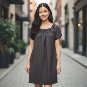❤️ GAP Charcoal Wool Blend Gathered Mini Dress
